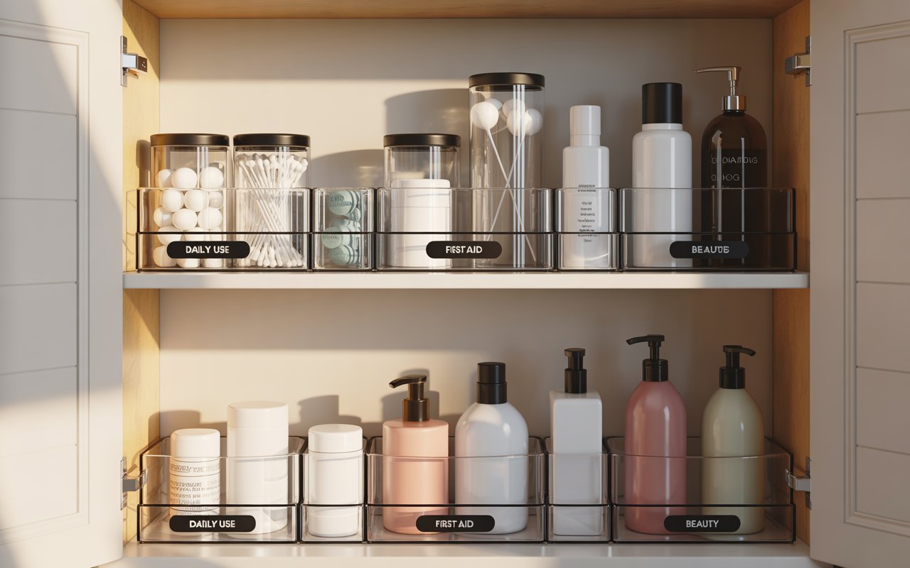 How to organize bathroom cabinet