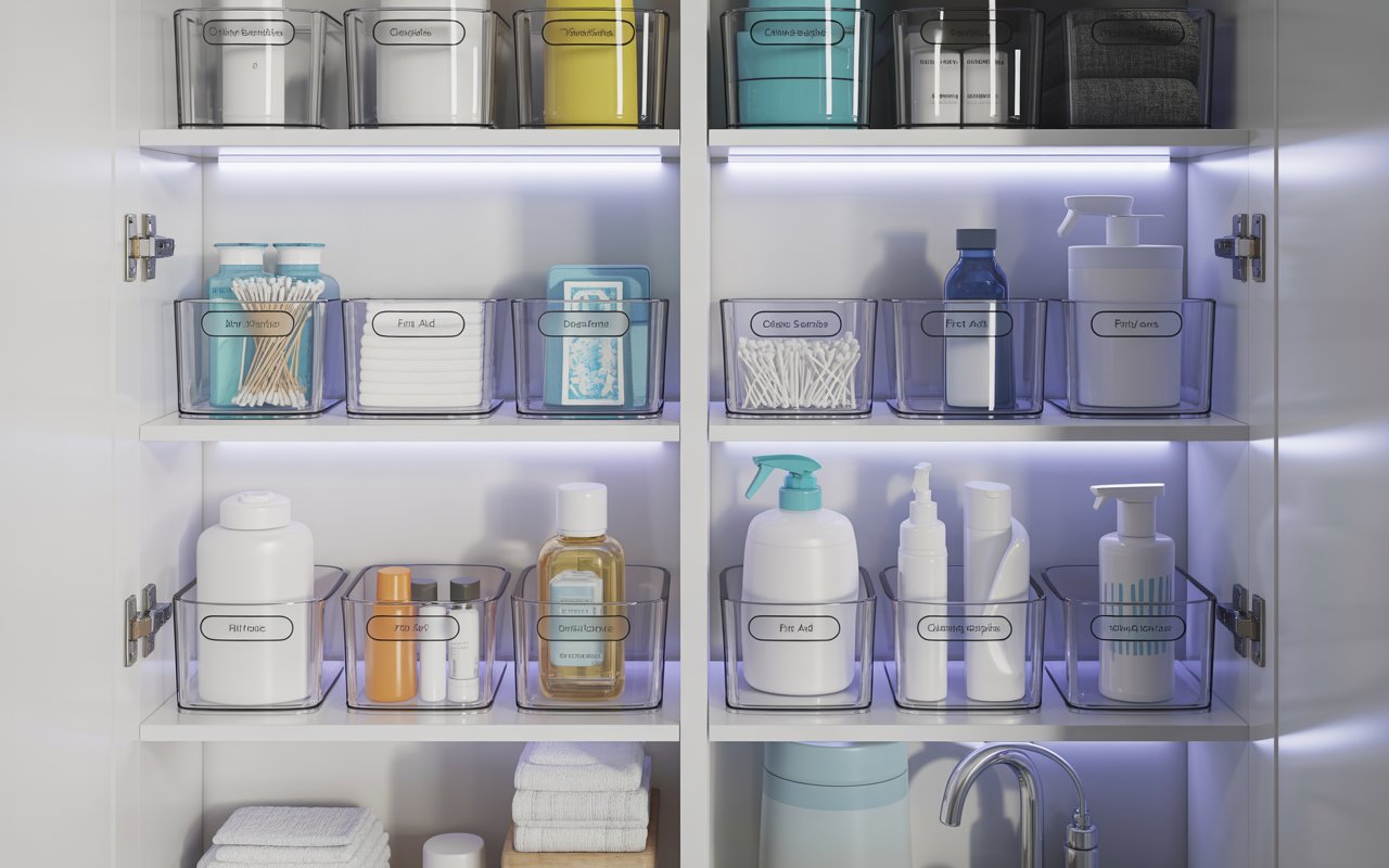 How to organize bathroom cabinet