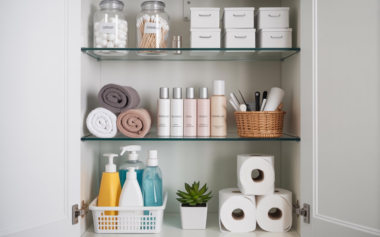 How to organize bathroom cabinet